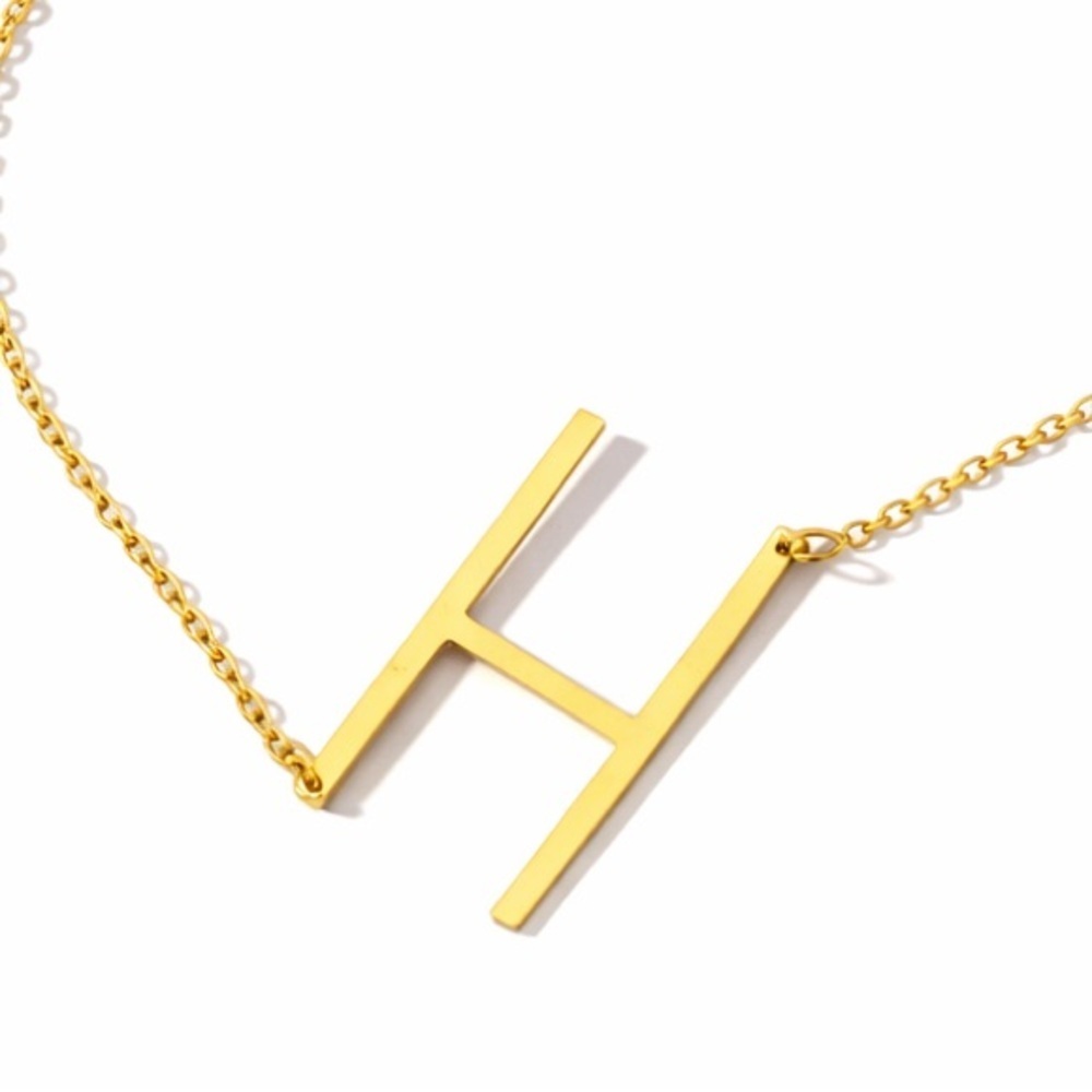 Gold Large Initial Necklace (9023)